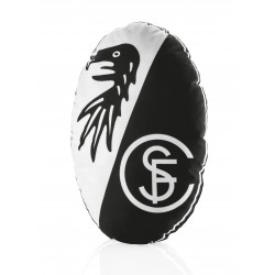 SC Freiburg Nickikissen - Logo - Kuschelkissen schwarz/weiß, Dekokissen, Kissen - plus Lesezeichen Wir lieben Fußball