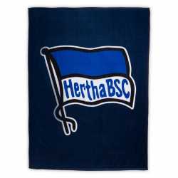 Hertha BSC Berlin Fleecedecke - Logo navy - Kuscheldecke Sofadecke Decke