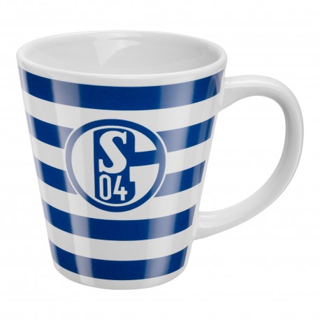 Kaffeetasse FC Schalke 04 Tasse Ringel Streifen  weiß-blau Kaffeebecher Mug S 
