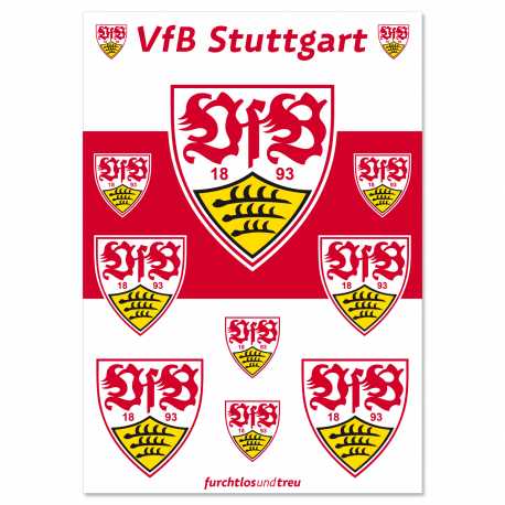VfB Stuttgart Aufkleberbogen 4er Set Aufklebe Wappen schwarz rot silber gold 