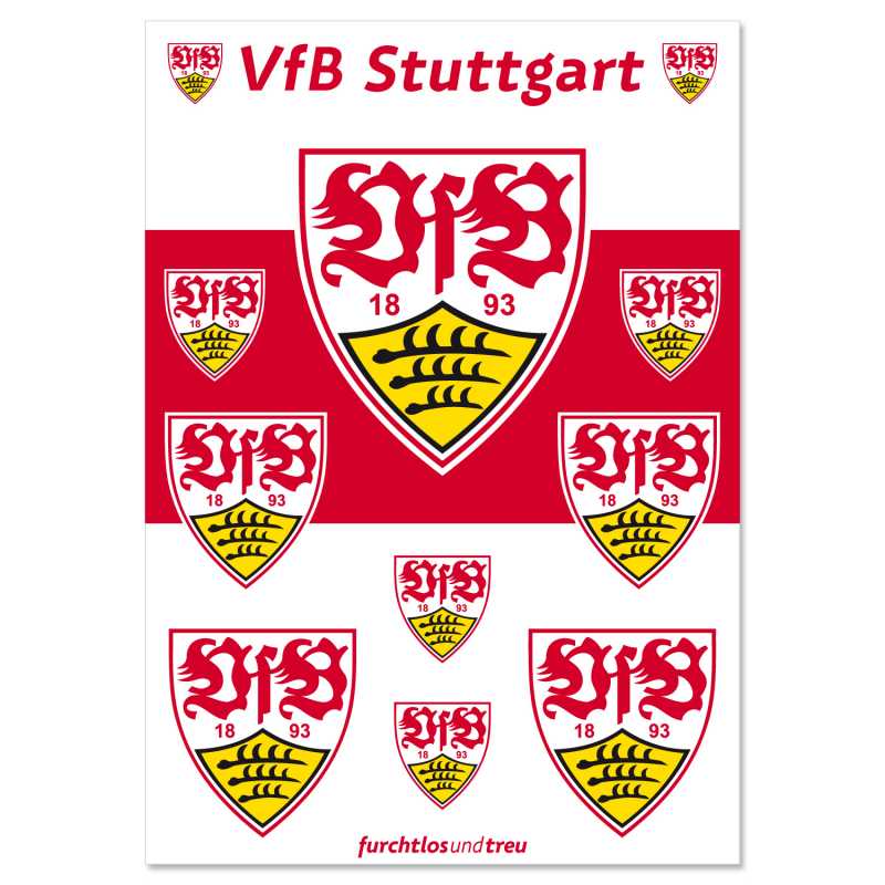 1 Blatt Aufkleber vom VfB Stuttgart  22cm x 16,5cm  Toppzustand! 