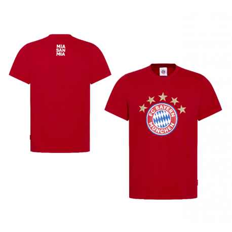 FC Bayern München Kinder T-Shirt ROT - Logo 5 Sterne - Shirt Kids FCB