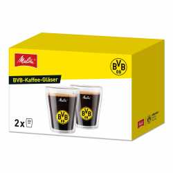Borussia Dortmund 2er Set Kaffeeglas doppelwandig Glas Tasse BVB 09