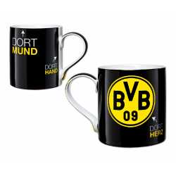 Borussia Dortmund Tasse - Dort-Herz, Dort-Hand, DortMund - Kaffeetasse BVB 09