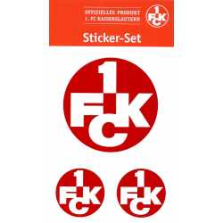 1. FC Kaiserslautern Autoaufkleber 3er Set - Logo rot - 