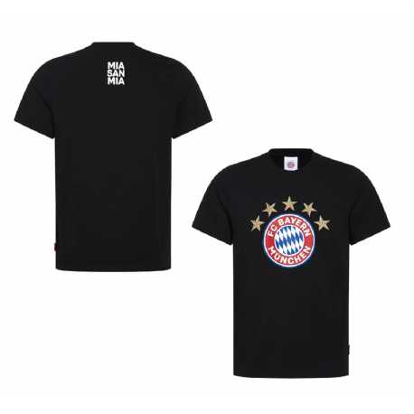 FC Bayern München Kinder T-Shirt SCHWARZ - Logo 5 Sterne - Shirt Kids FCB