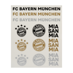 FC Bayern München Aufkleberkarte - Schriftzüge & Logo - 12er Set schwarz-gold-silber Aufkleber Sticker FCB