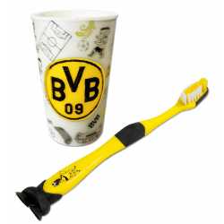 Borussia Dortmund Kinder Zahnpflege Set - Kritzel - (Zahnbürste + Zahnputzbecher) BVB 09