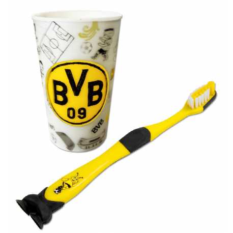 Borussia Dortmund Kinder Zahnpflege Set - Kritzel - (Zahnbürste + Zahnputzbecher) BVB 09