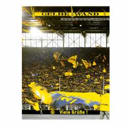 Borussia Dortmund Grußkarte - Viele Grüße -  Südtribüne Fahnenmeer Karte BVB 09