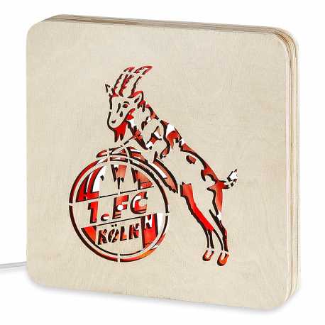 1. FC Köln LED Logo im Holzrahmen Lampe Dekolicht Leuchte