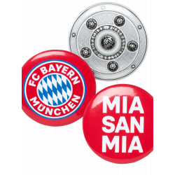 FC Bayern München Button 3er Set - Logo + Meisterschale + Mia San Mia - Anstecker Pin FCB