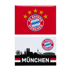 FC Bayern München Magnet 2er Set - Logo & Skyline - Kühlschrankmagnet FCB