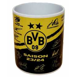 Borussia Dortmund Tasse - Unterschriften 2023/24 - Home schwarz-gelb