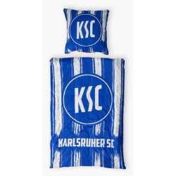 Karlsruher SC Bettwäsche - Streifen - blau-weiß 2teilig 135 x 200 cm KSC
