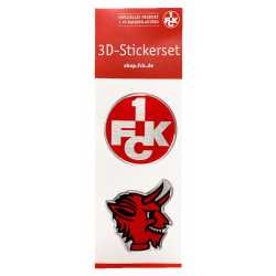 1. FC Kaiserslautern Autoaufkleber 2er Set - 3D Logo & Teufel - Sticker Aufkleber FCK