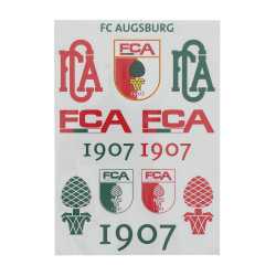 FC Augsburg Aufkleberbogen Rot-Grün-Weiß 12-teilig Sticker Aufkleberkarte FCA