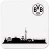 Borussia Dortmund Untersetzer mit Skyline 4er Set weiß| Silikonuntersetzer BVB 09