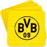 Borussia Dortmund Korkuntersetzer - Gelbe Wand - 4er Set | Logo | Untersetzer | eckig | BVB 09