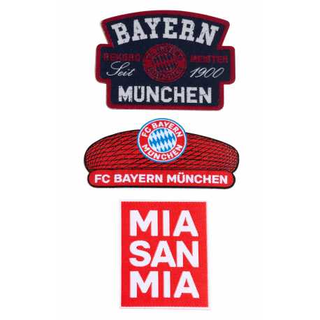 FC Bayern München 3er Set Aufnäher - Stadion | Mia San Mia | Rekordmeister - Patch FCB