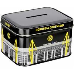 Borussia Dortmund Metallspardose - Signal Iduna Park - eckig Spardose | Sparbüchse BVB 09