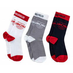 RB Leipzig Socken - Logo - 3er Set schwarz-grau-weiß RBL