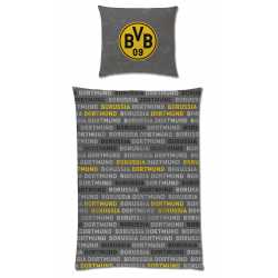 Borussia Dortmund Bettwäsche - Schriftzüge - grau 2teilig Baumwolle 135 x 200 cm BVB 09