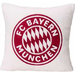 FC Bayern München Kissen - Logo - weiß | Sherpa | 45 x 45 cm | Dekokissen FCB