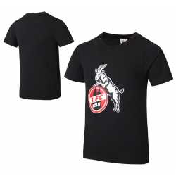 1. FC Köln Kinder T-Shirt Basic schwarz - Big Logo - Shirt | Größe 62/68 bis 164