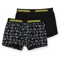 Borussia Dortmund Boxershorts 2er-Set Schwarz und Schwarzgrau Gemustert | Shorts | Unterhose | BVB 09 - Größe S bis XL