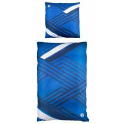 FC Schalke 04 Bettwäsche - Raster - blau-weiß | 2-teilig | Baumwolle | 135 x 200 cm mit Jutebeutel S04