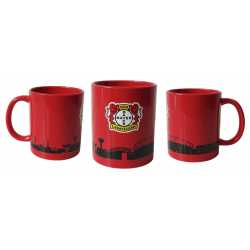 Bayer 04 Leverkusen Tasse Rot - Skyline schwarz -  Kaffeetasse B04 - Plus Lesezeichen Wir lieben Fußball