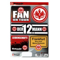 Eintracht Frankfurt Aufkleberbogen bunt, Sticker 5 Stück auf Bogen, Aufkleberkarte SGE