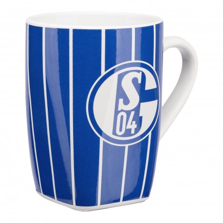 FC Schalke 04 Tasse Streifen Becher Kaffeebecher blau/weiß S04 Fanartikel/Shop